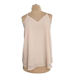 SoTeer Tunic Top Womens Lined V Neck Strappy Nude Medium Academia Career Blouse